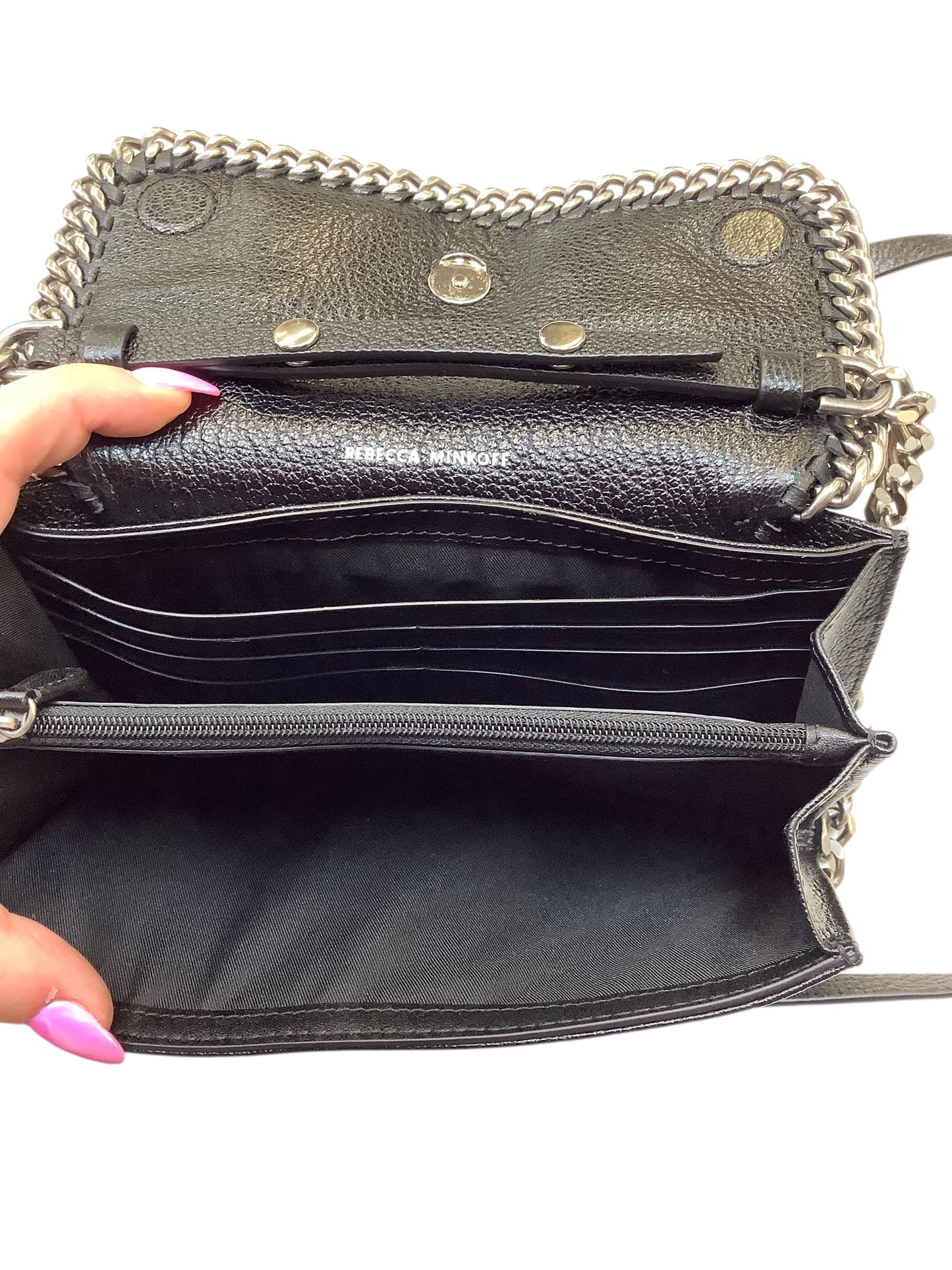 Crossbody Designer By Rebecca Minkoff In Black & Silver, Size:Small