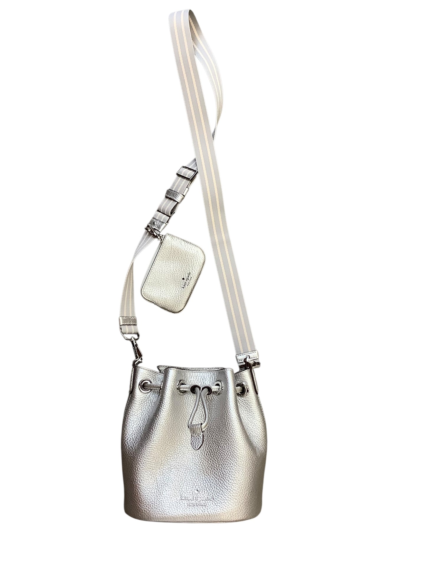 Crossbody Designer By Kate Spade In Silver, Size:Medium