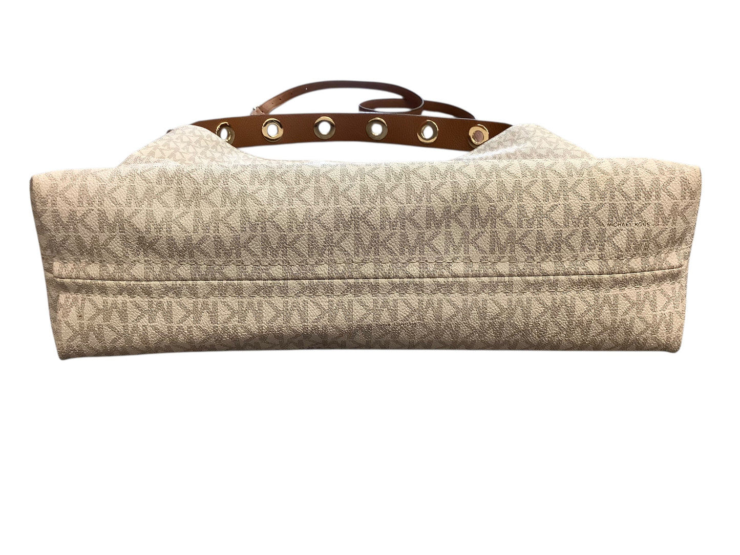 Handbag Designer By Michael Kors In Brown & White, Size:Large